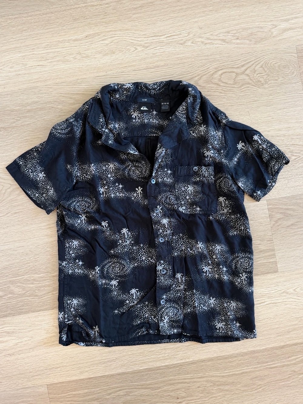 Quiksilver galaxy printed button up camp shirt